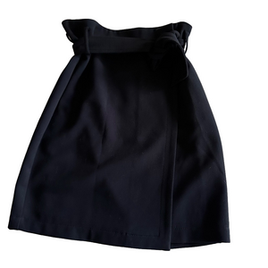 LOFT wool Black Paperbag-Waist Wrap Pencil Skirt with Tie